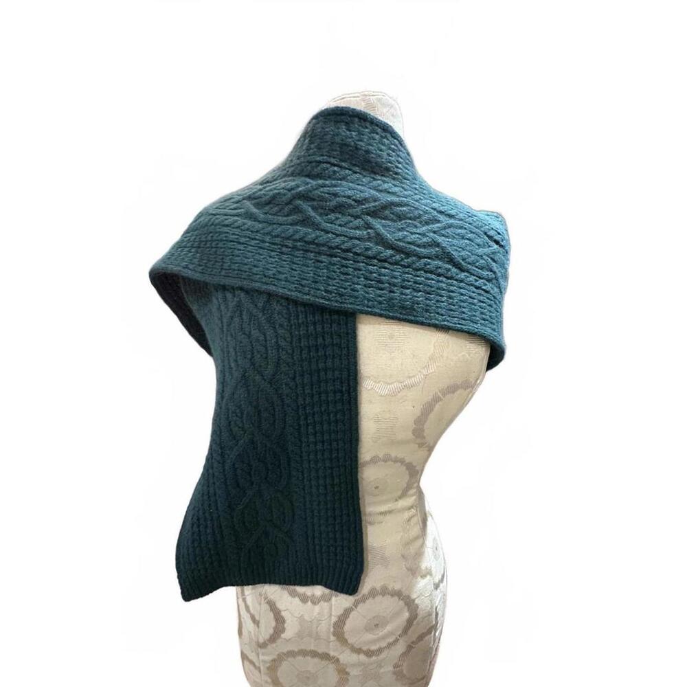 Ralph Lauren Lambswool/Angora Scarf Cable Knit Dark Green